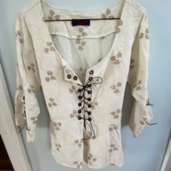 Anne Larochelle Unique Linen Blouse Spanish Small - Picture 1 of 4